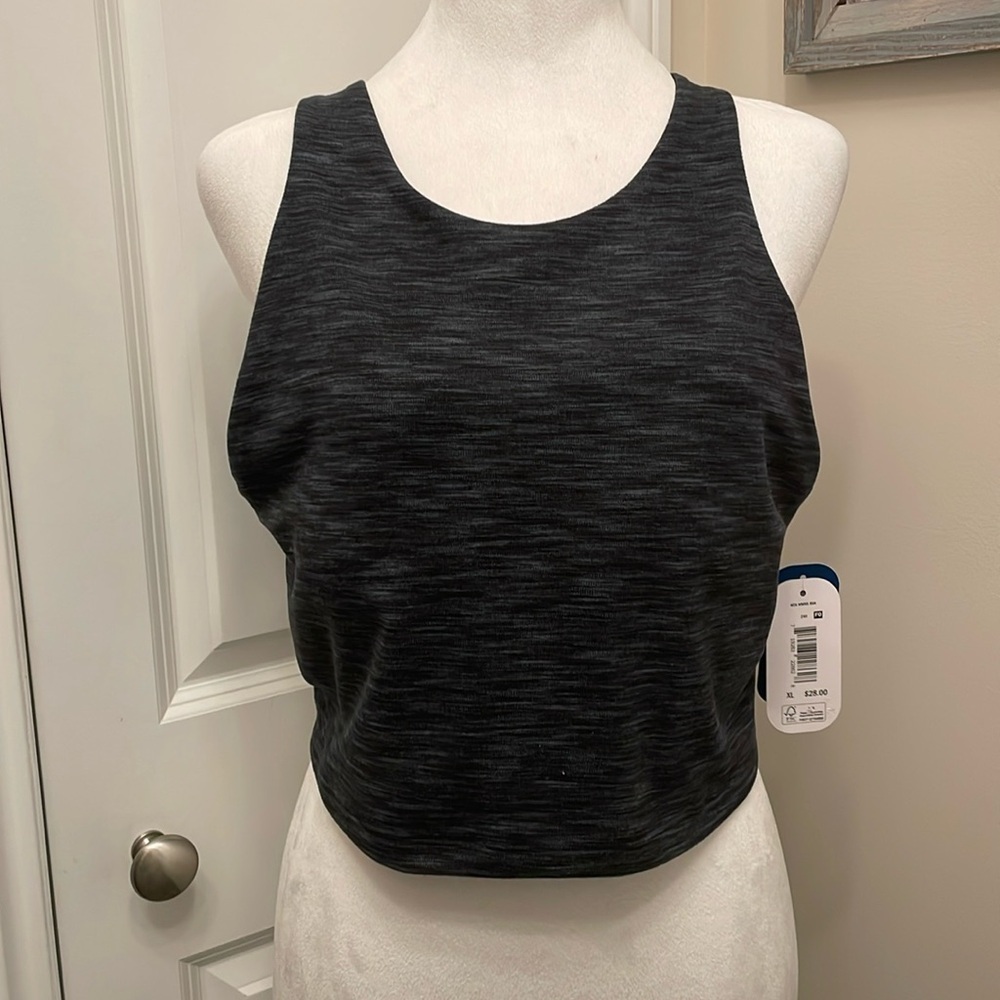 NWT MTA Women’s Cross Back Tank XL Built in Bra/Padded Stretch Gray